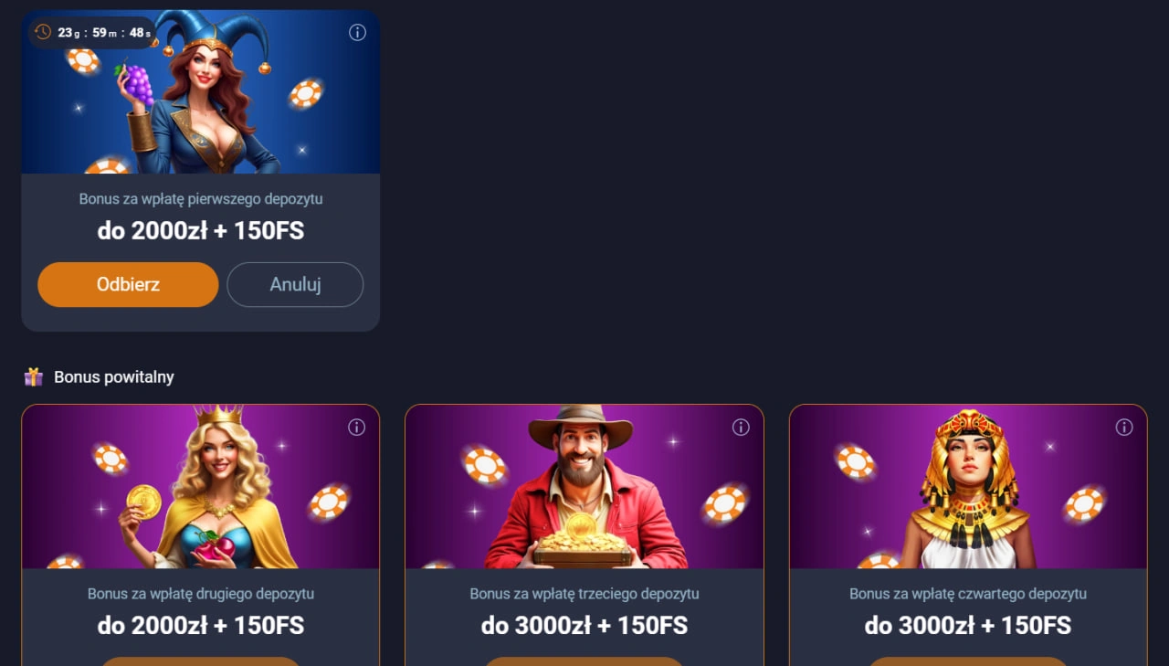 Vox Casino Casino sekcja bonusowa